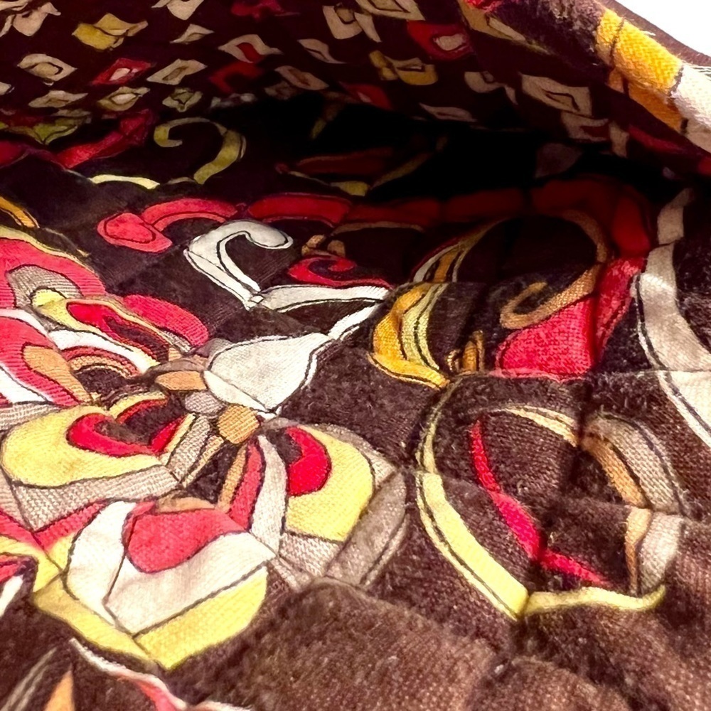 Vera Bradley Puccini Mini Crossbody Hipster Retried Brown Yellow Quilted Cotton - Picture 14 of 15